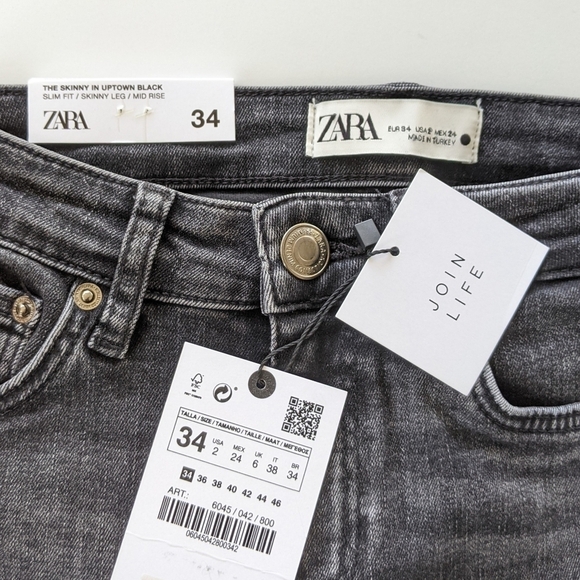 ZARA Premium Denim 'The Skinny' Jean in Uptown Black, 2 NWT - Picture 6 of 7